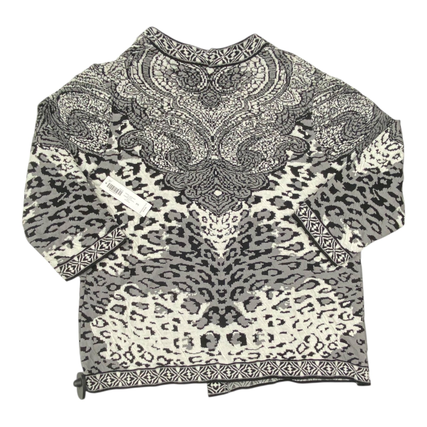 Sweater Cardigan By Chicos In Black & White, Size:Xl