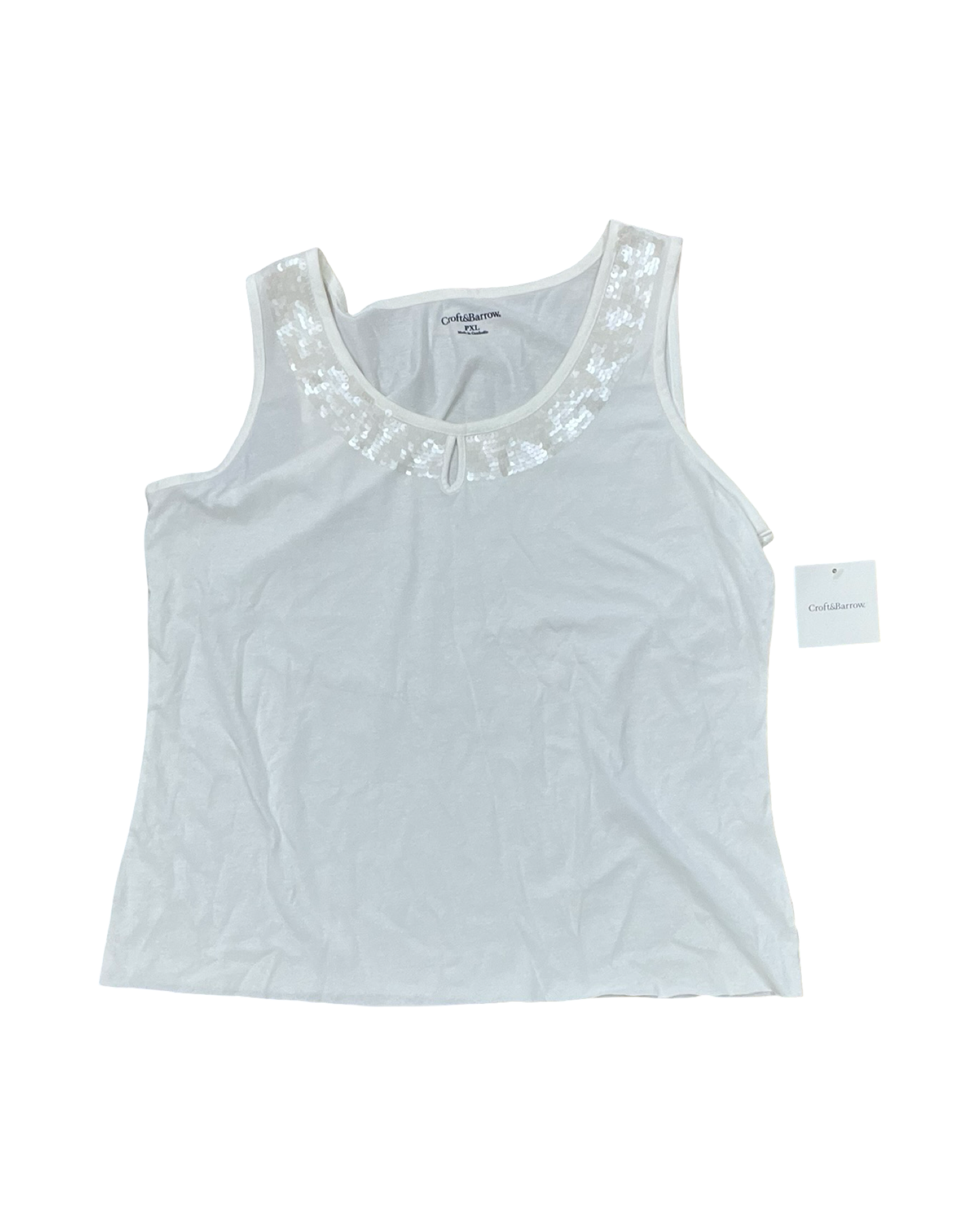 Top Sleeveless By Croft And Barrow In White, Size:Xlp