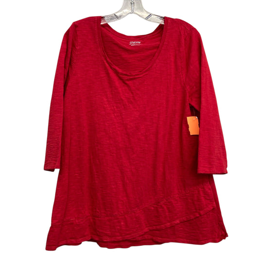Top 3/4 Sleeve Basic By Chicos In Red, Size:L