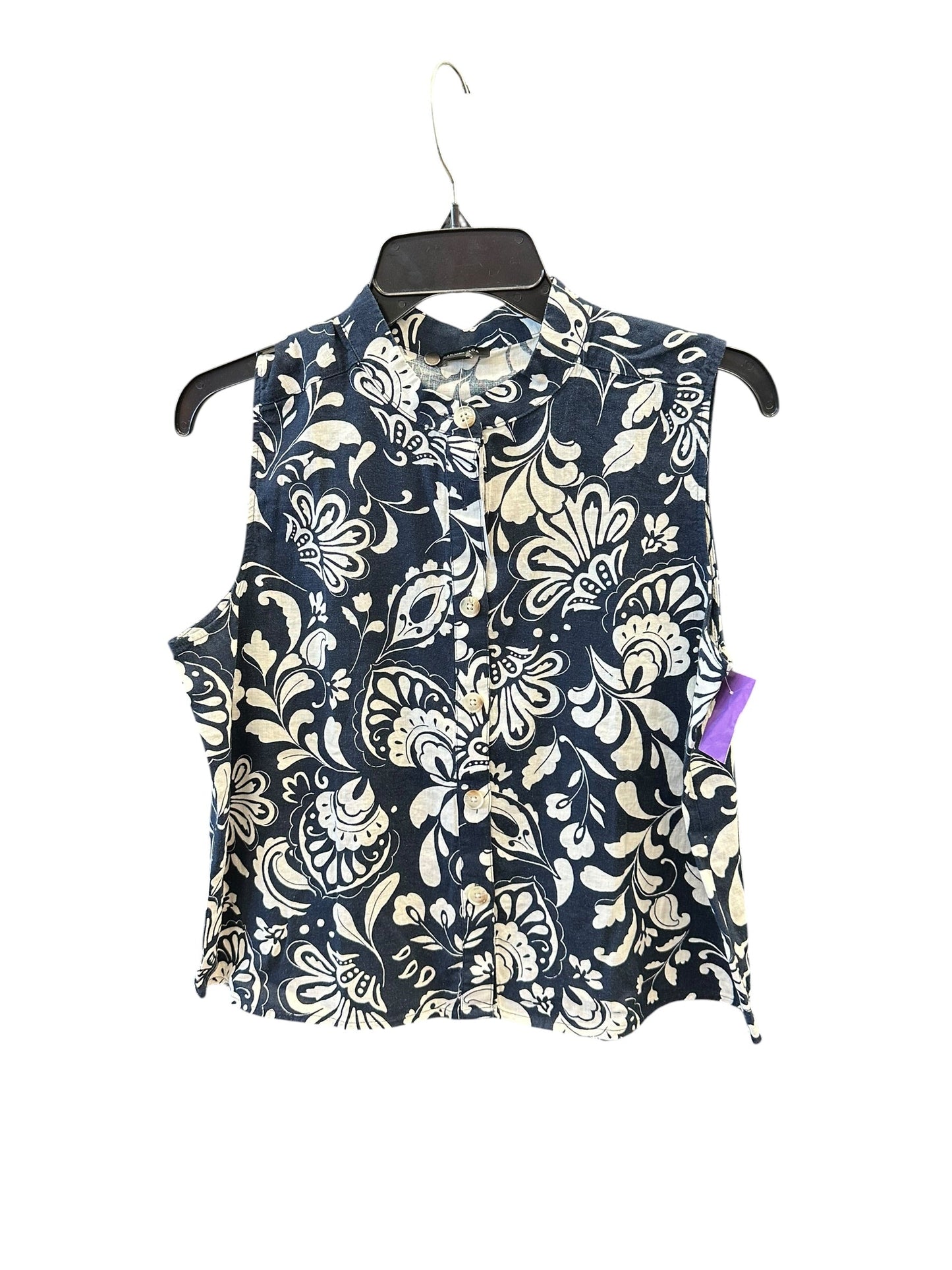 Top Sleeveless By Ann Taylor In Blue & White, Size:S