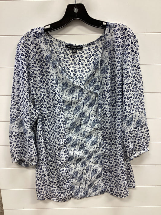 Top Ls By Zac And Rachel In Blue & White, Size:2X