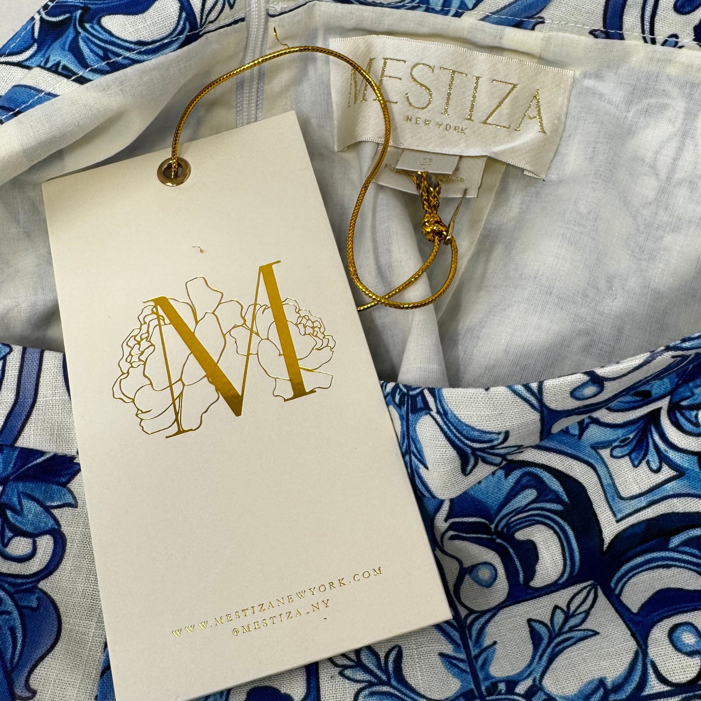 Pilar Scallop Skirt Mini & Short By Mestiza In Blue & Cream, Size: 2