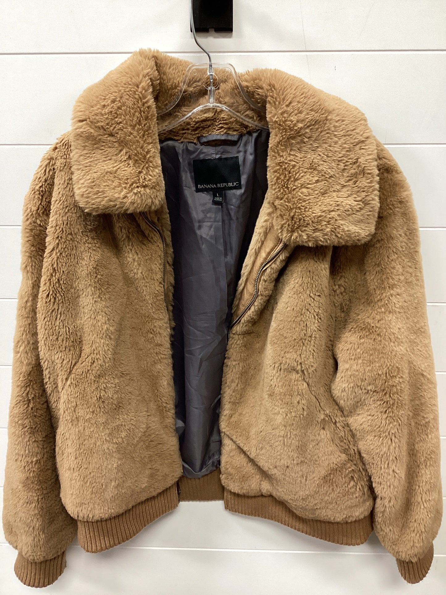 Jacket Faux Fur & Sherpa By Banana Republic In Tan, Size:L