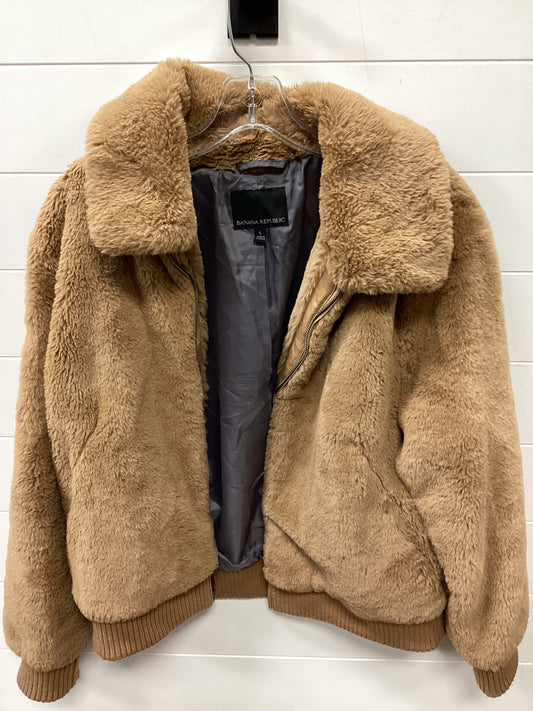 Jacket Faux Fur & Sherpa By Banana Republic In Tan, Size:L