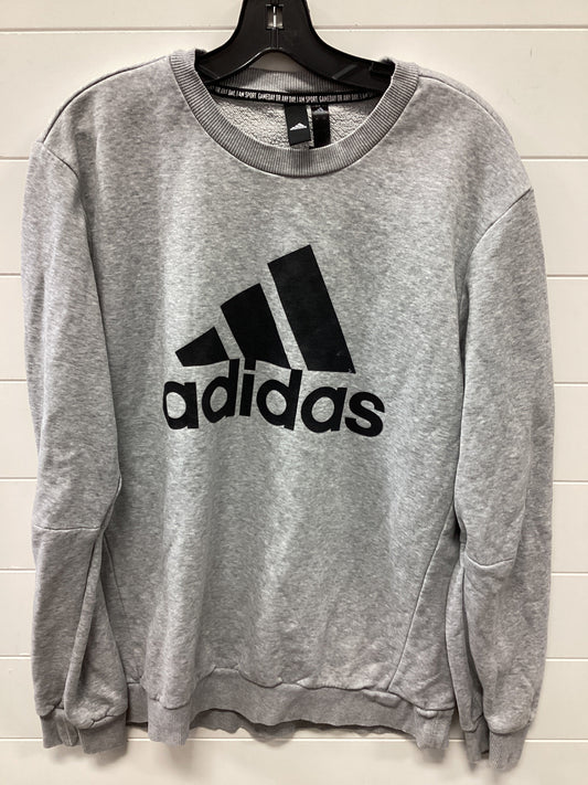 Athletic Sweatshirt Crewneck By Adidas In Grey, Size:L