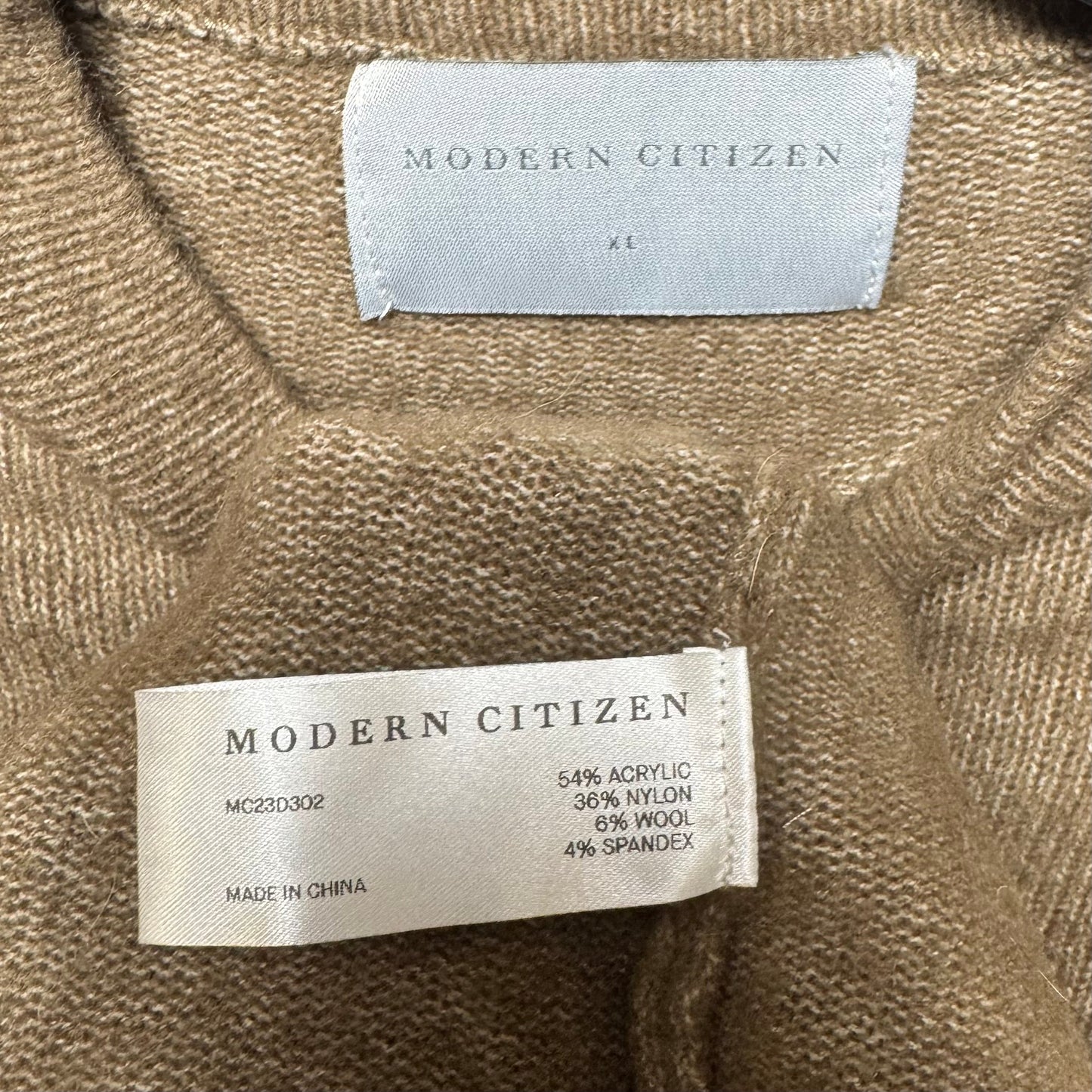 Ruched Waist Dress Sweater By Modern Citizen In Taupe, Size: Xl