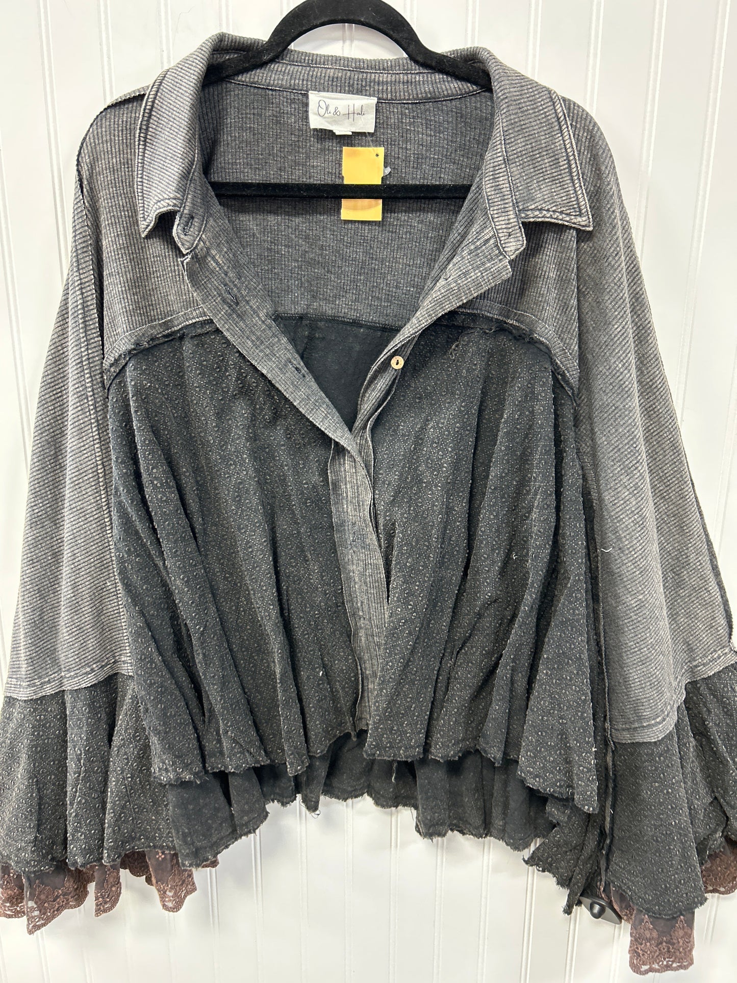 Blouse Ls By Oli & Hali In Grey, Size:Xl