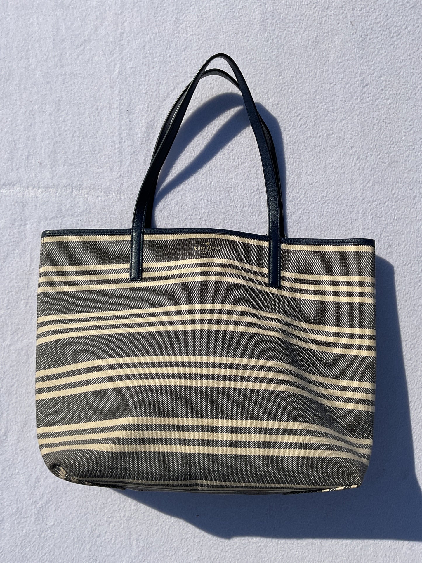 Handbag Designer By Kate Spade In Striped Pattern, Size:Large