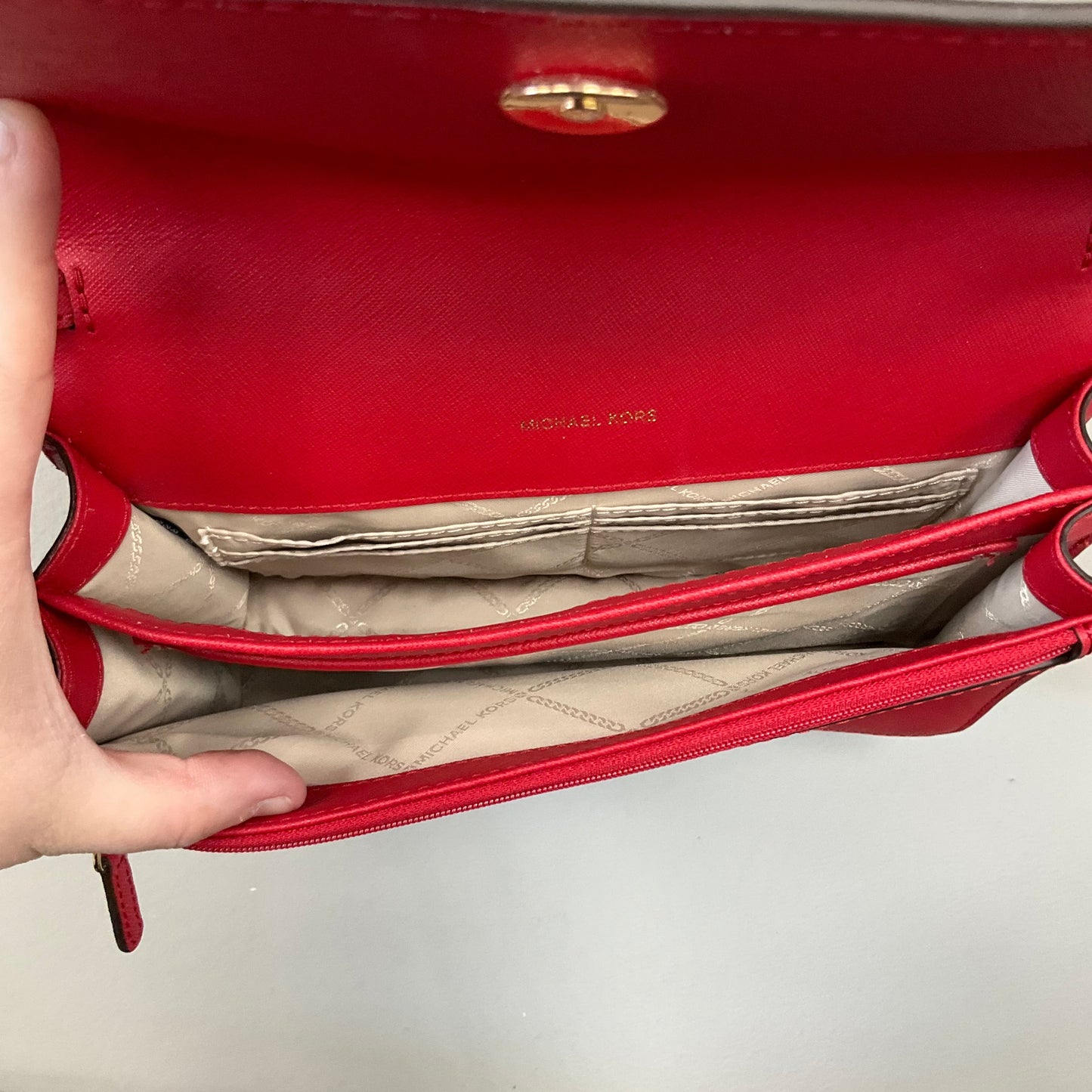 Crossbody Designer By Michael Kors In Red, Size:Small