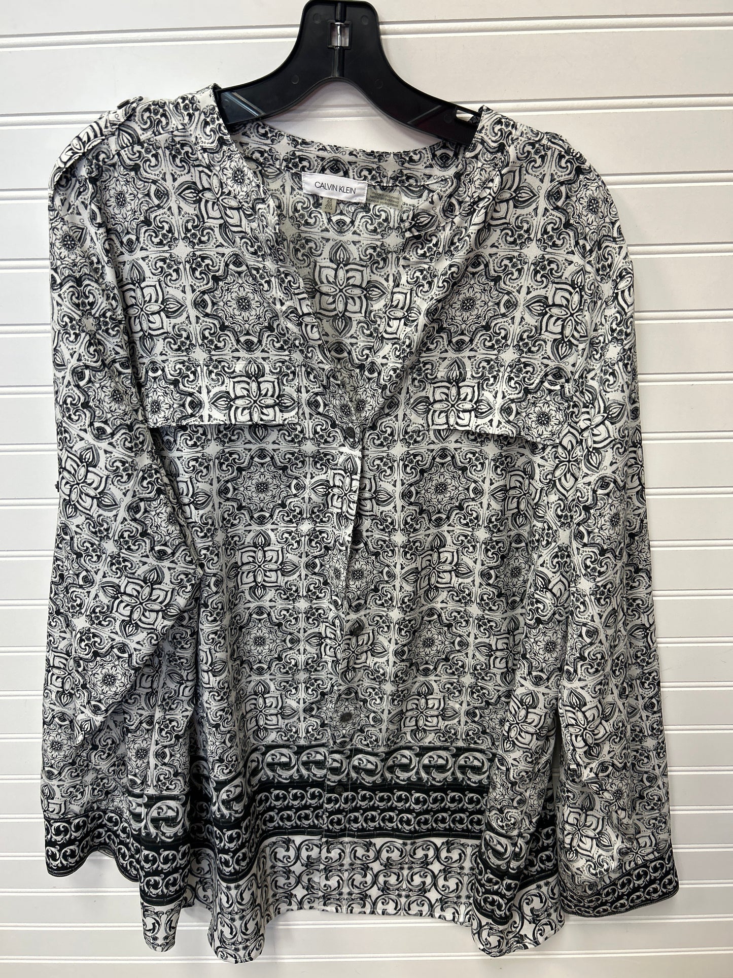 Top Ls By Calvin Klein In Black & White, Size:2X