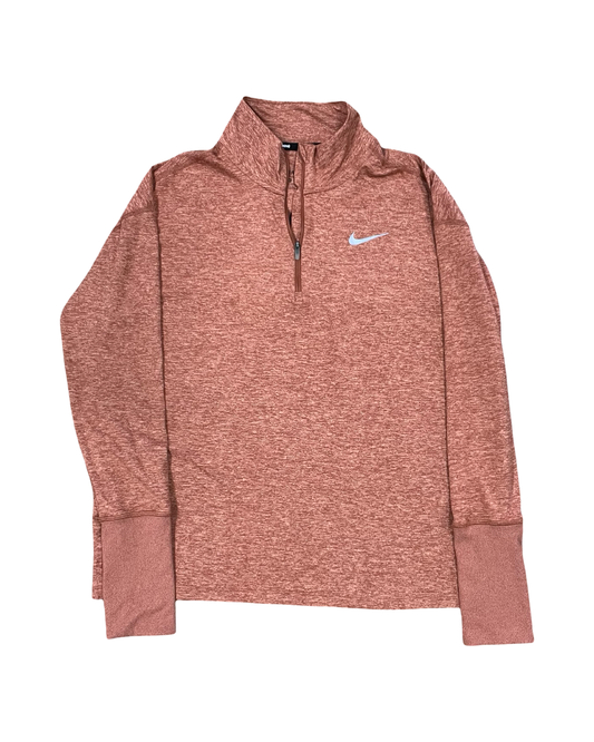 Athletic Top Ls Collar By Nike In Orange, Size:M