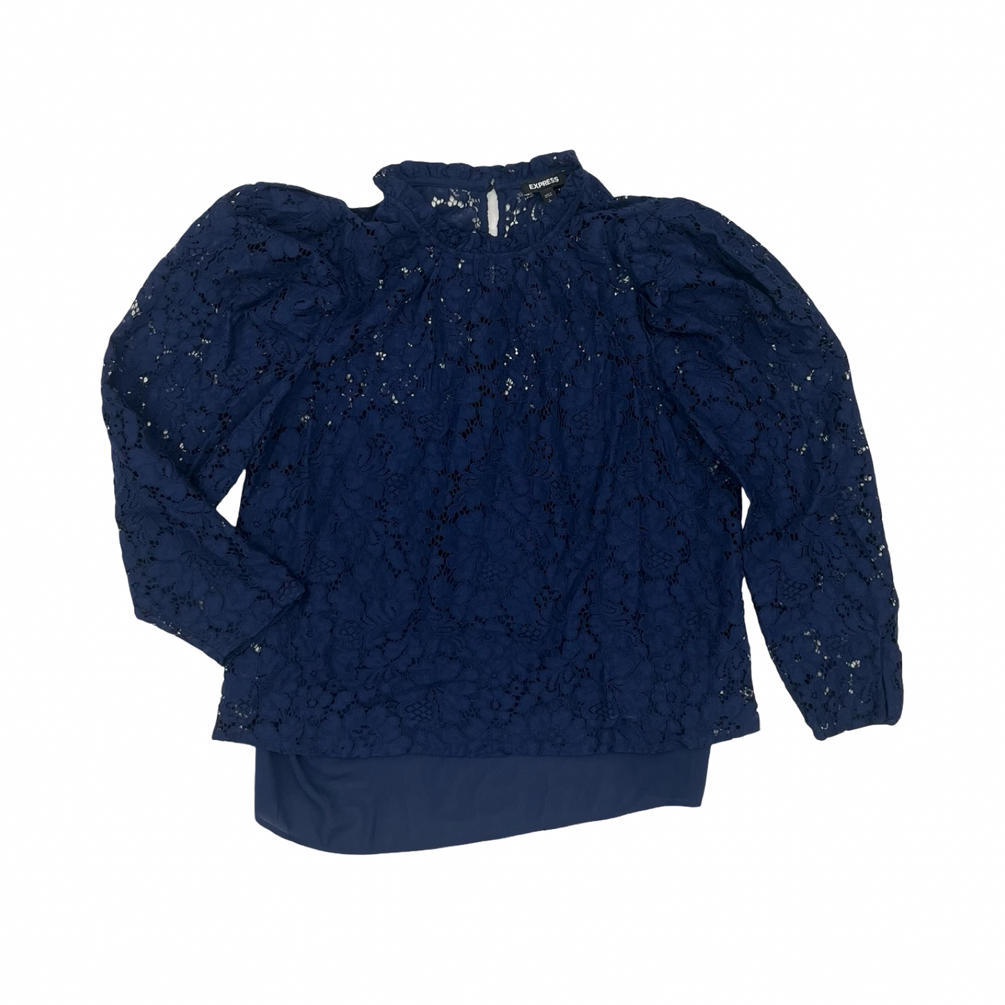 Blouse Ls By Express In Blue, Size:L