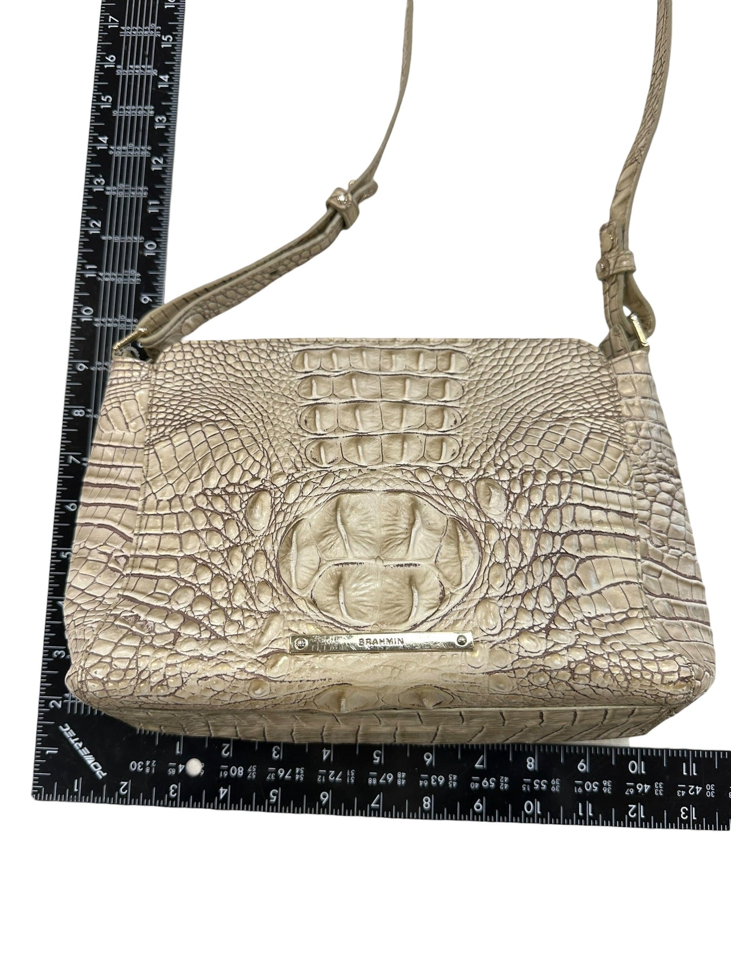 Crossbody Designer By Brahmin In Grey, Size:Medium