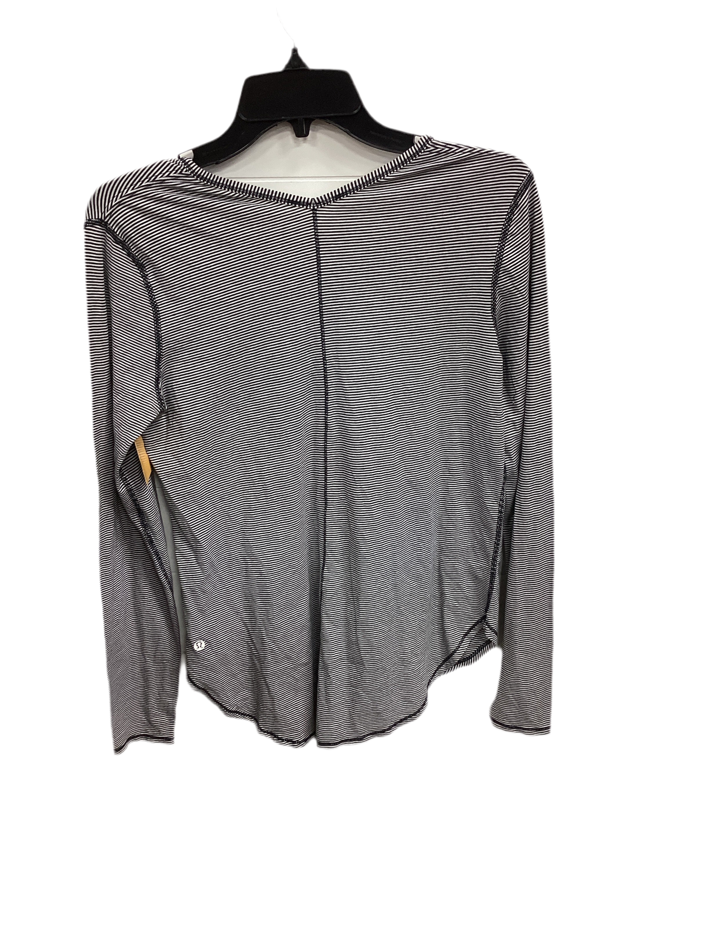 Athletic Top Ls Collar By Lululemon In Black & White, Size:M