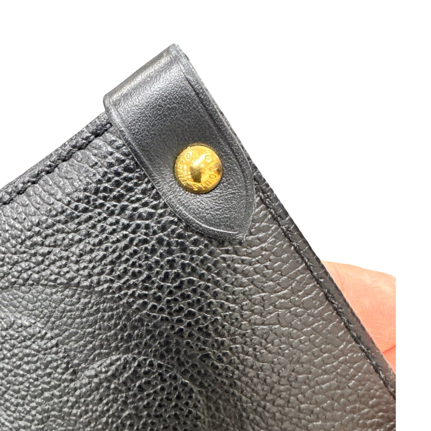 OnTheGo GM Handbag Luxury Designer By Louis Vuitton In Black & Gold, Size:Large (GM)