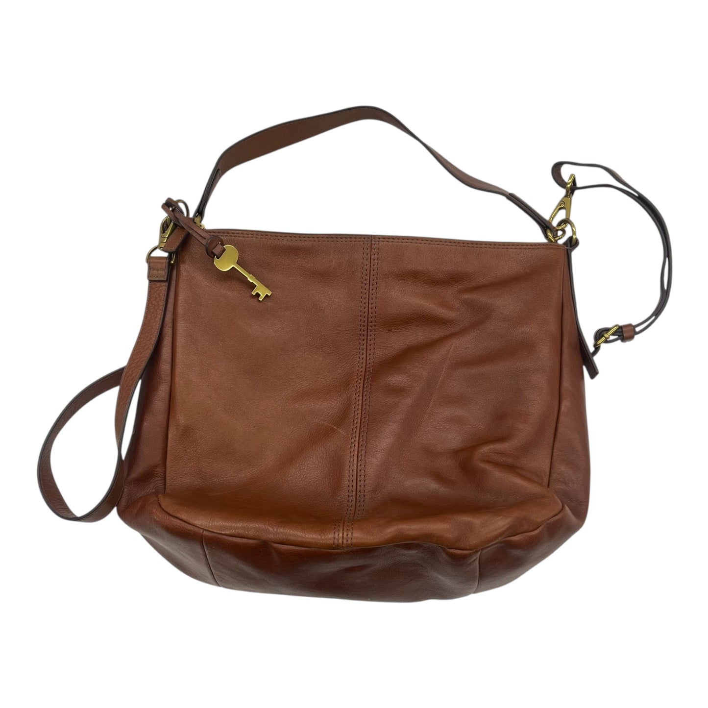 Handbag Leather By Fossil In Brown, Size:Medium