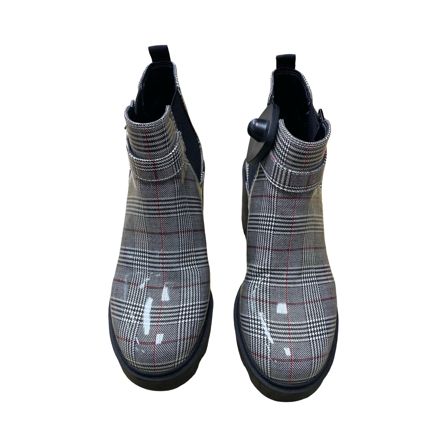 Boots Ankle Heels By Mix No 6 In Plaid Pattern, Size:6.5