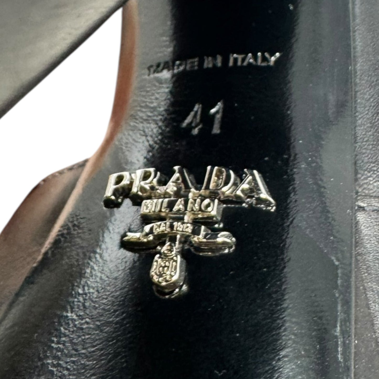 Platform Buckle Block Heels Shoes Luxury Designer By Prada In Black, Size: 11 (IT 41)