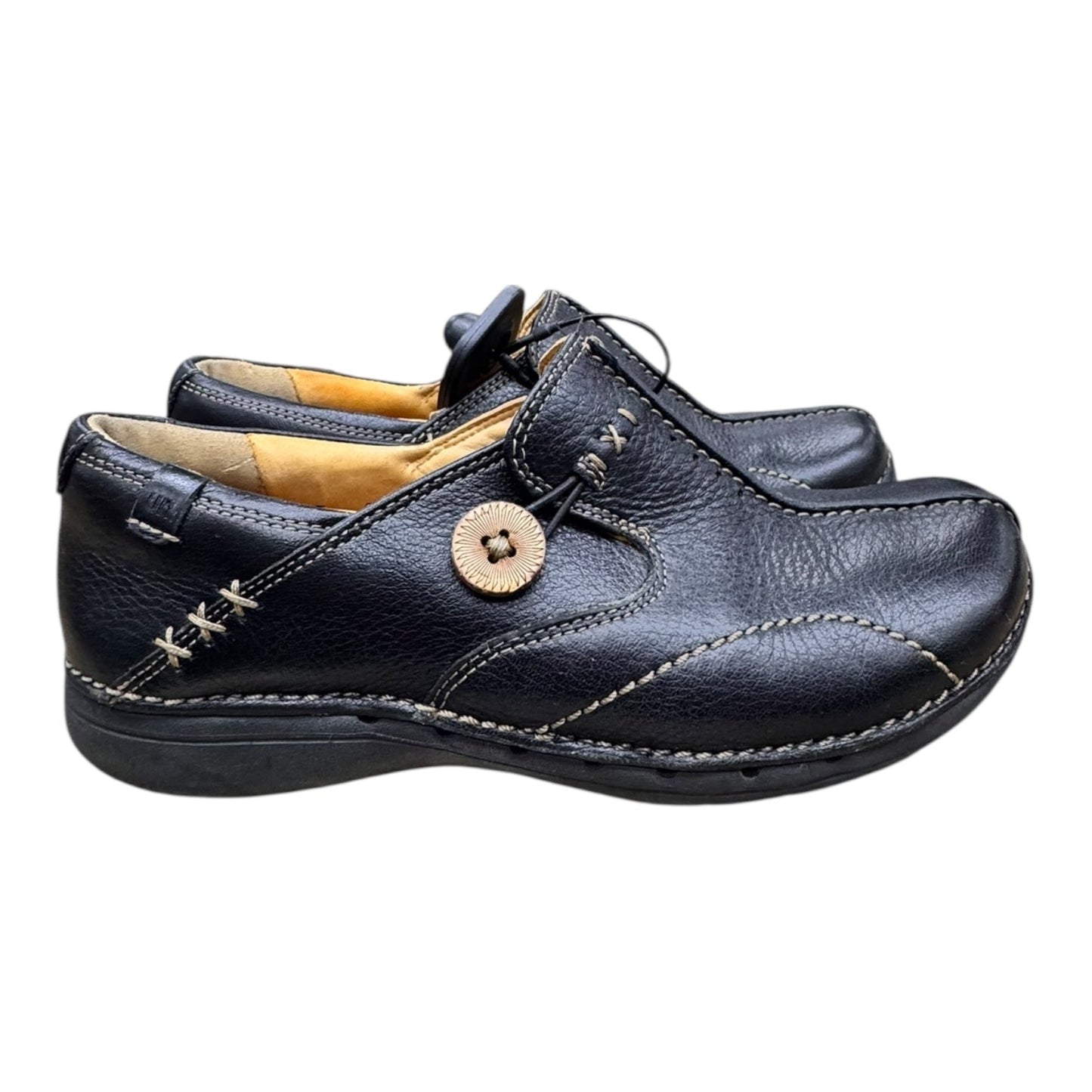 Shoes Flats By Clarks In Black, Size:5.5