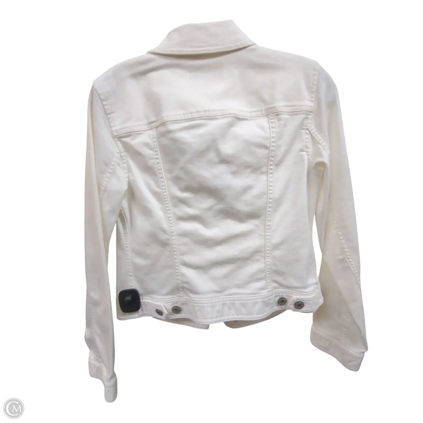 Jacket Denim By Talbots In White Denim, Size: Xs