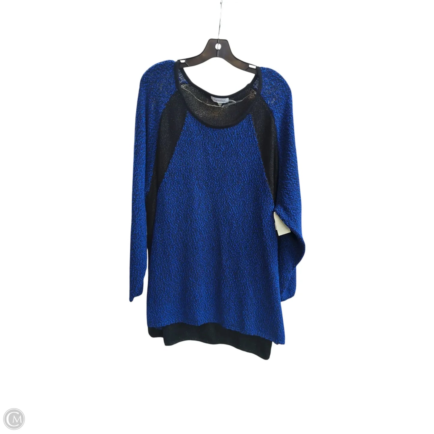 Sweater By Calvin Klein In Black & Blue, Size: 3x