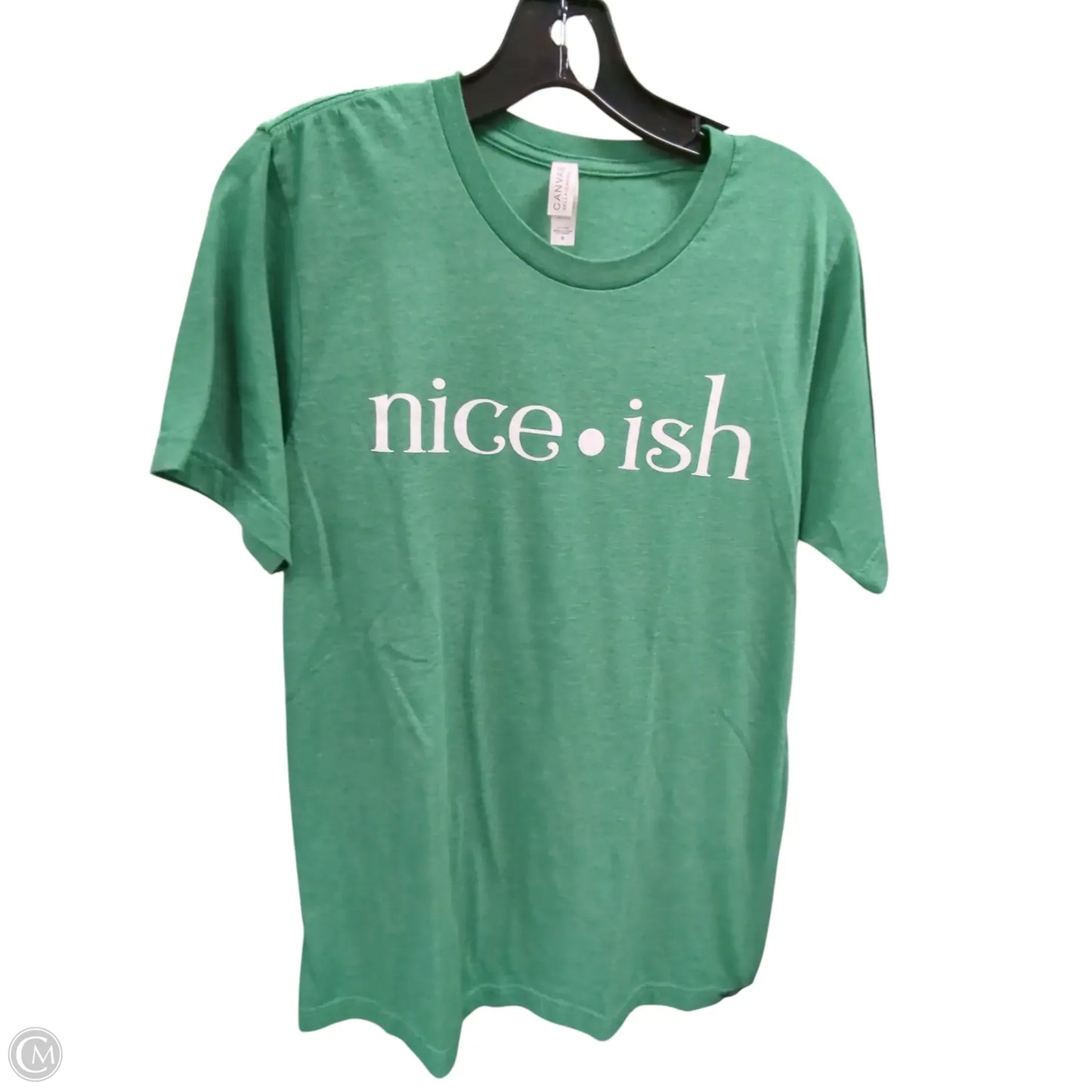 Top Short Sleeve Basic By Bella + Canvas In Green & White, Size: M