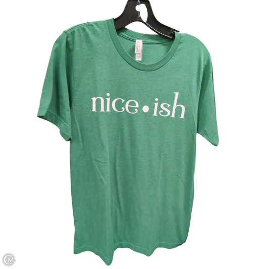 Top Short Sleeve Basic By Bella + Canvas In Green & White, Size: M