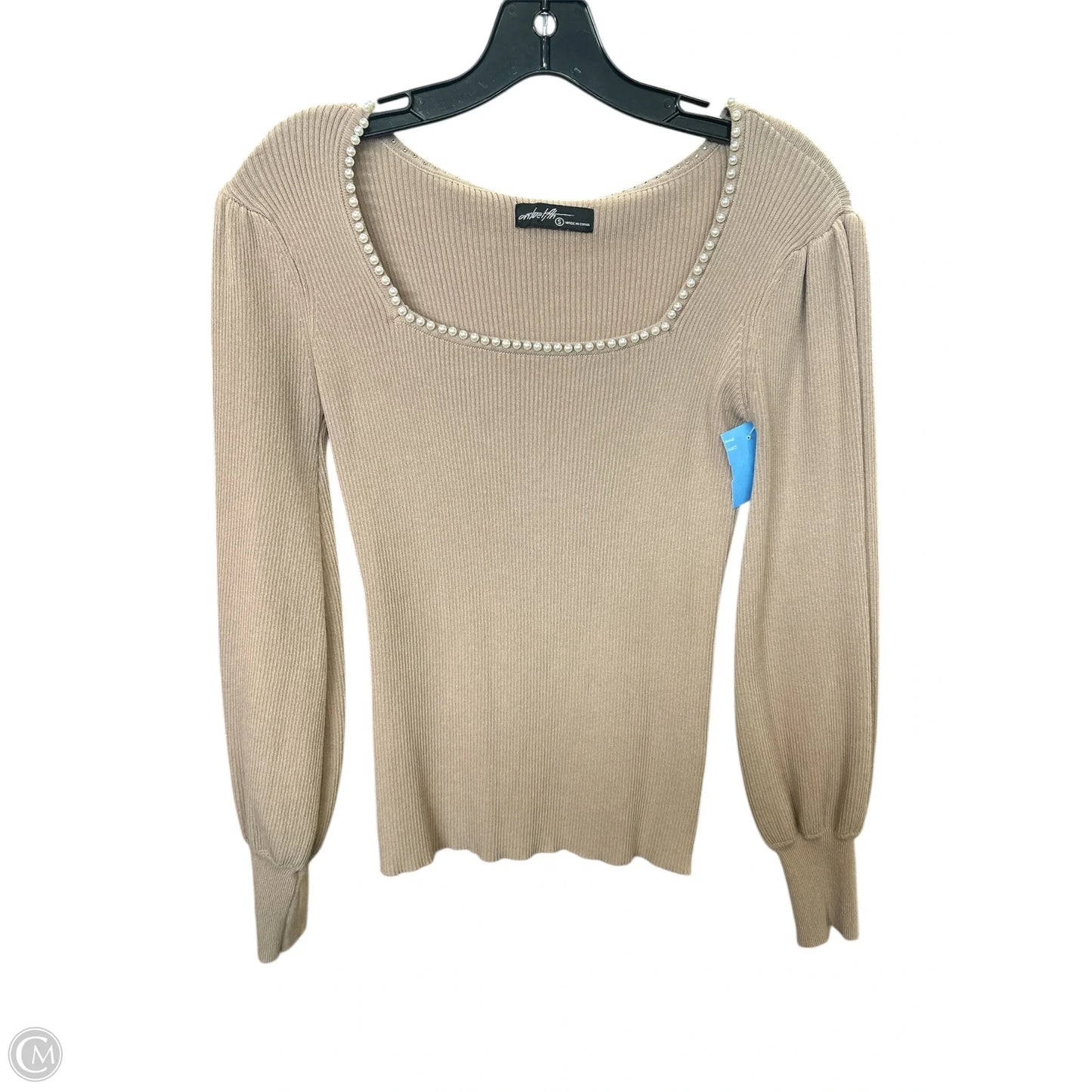 Top Long Sleeve By Ontwelfth In Tan, Size: S