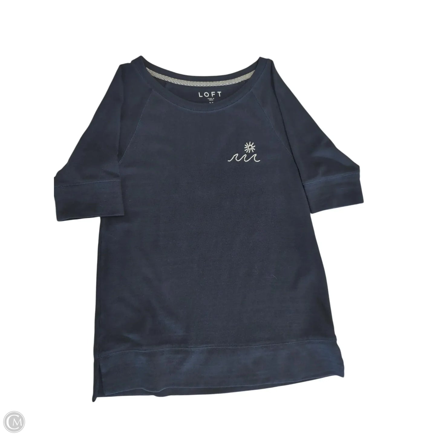 Top Short Sleeve By Loft In Navy, Size: Xs