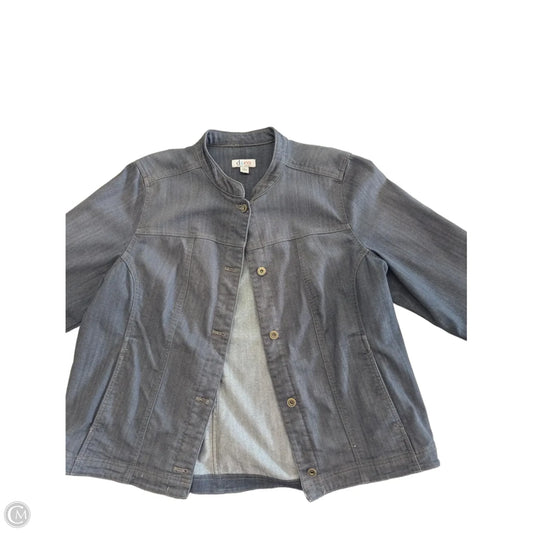 Jacket Denim By Denim And Company In Grey Denim, Size: 1x