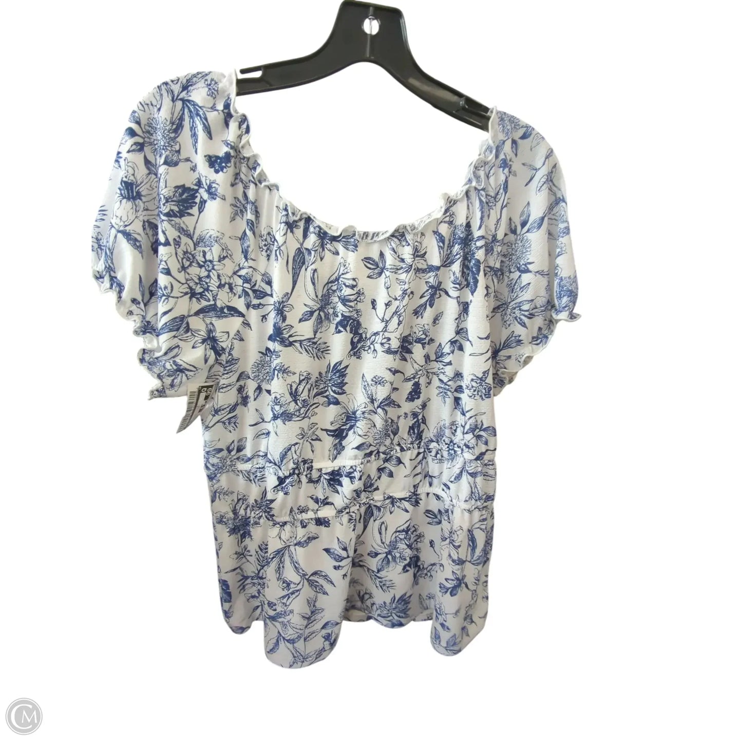 Top Short Sleeve By Naif In Blue & White, Size: M