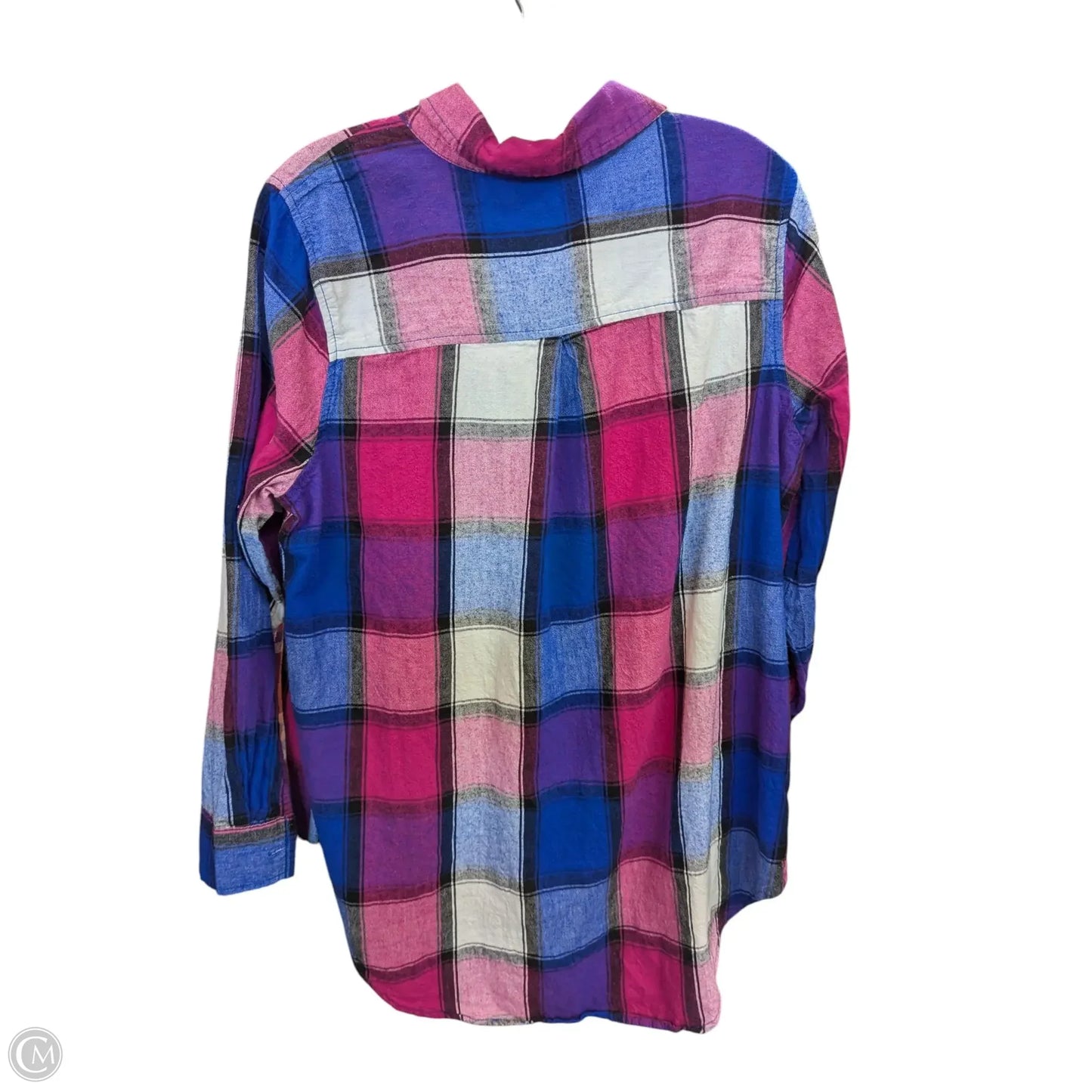 Blouse Long Sleeve By Terra & Sky In Plaid Pattern, Size: Xl