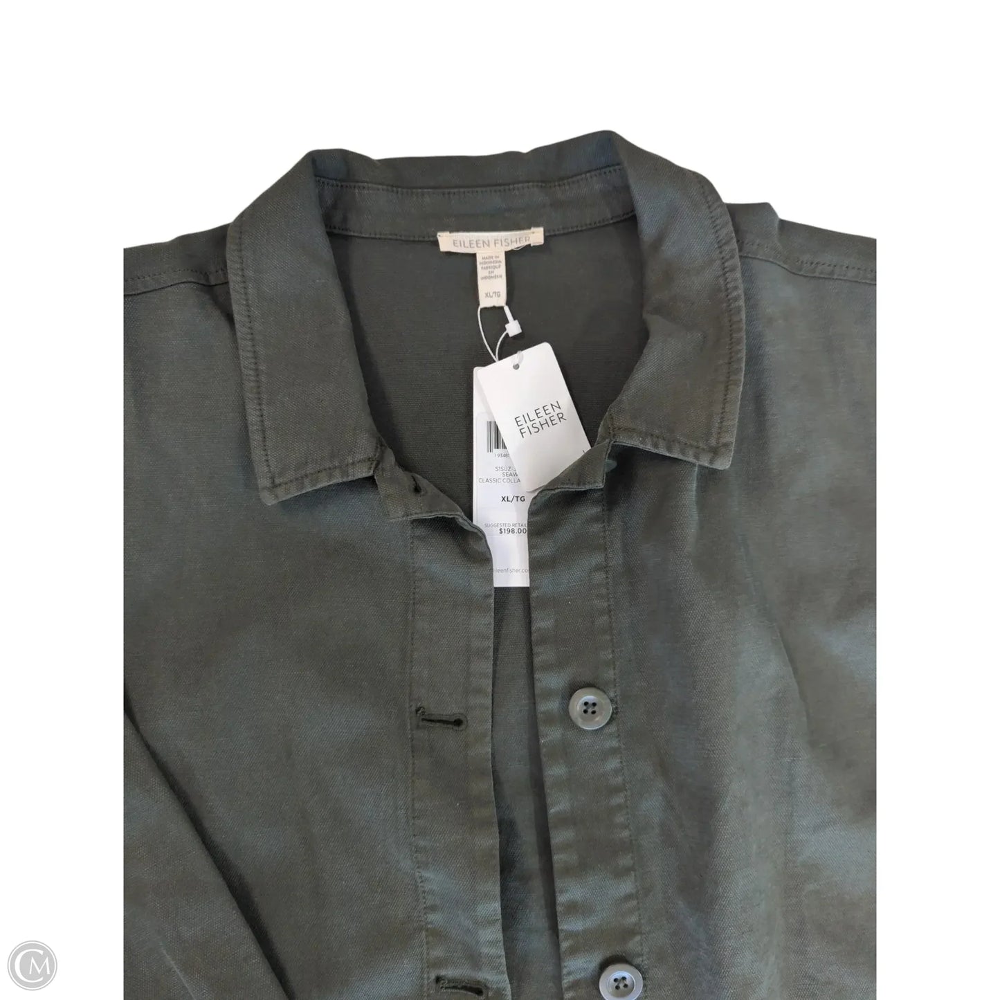 Jacket Shirt By Eileen Fisher In Green, Size: Xl
