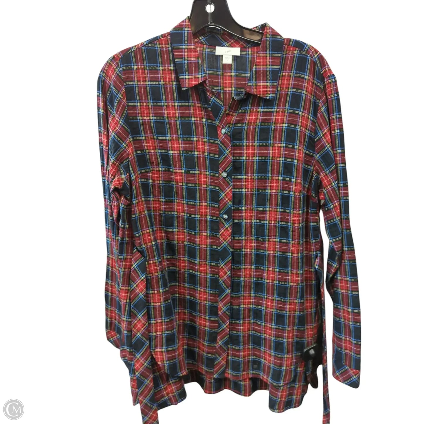 Blouse Long Sleeve By J. Jill In Plaid Pattern, Size: S