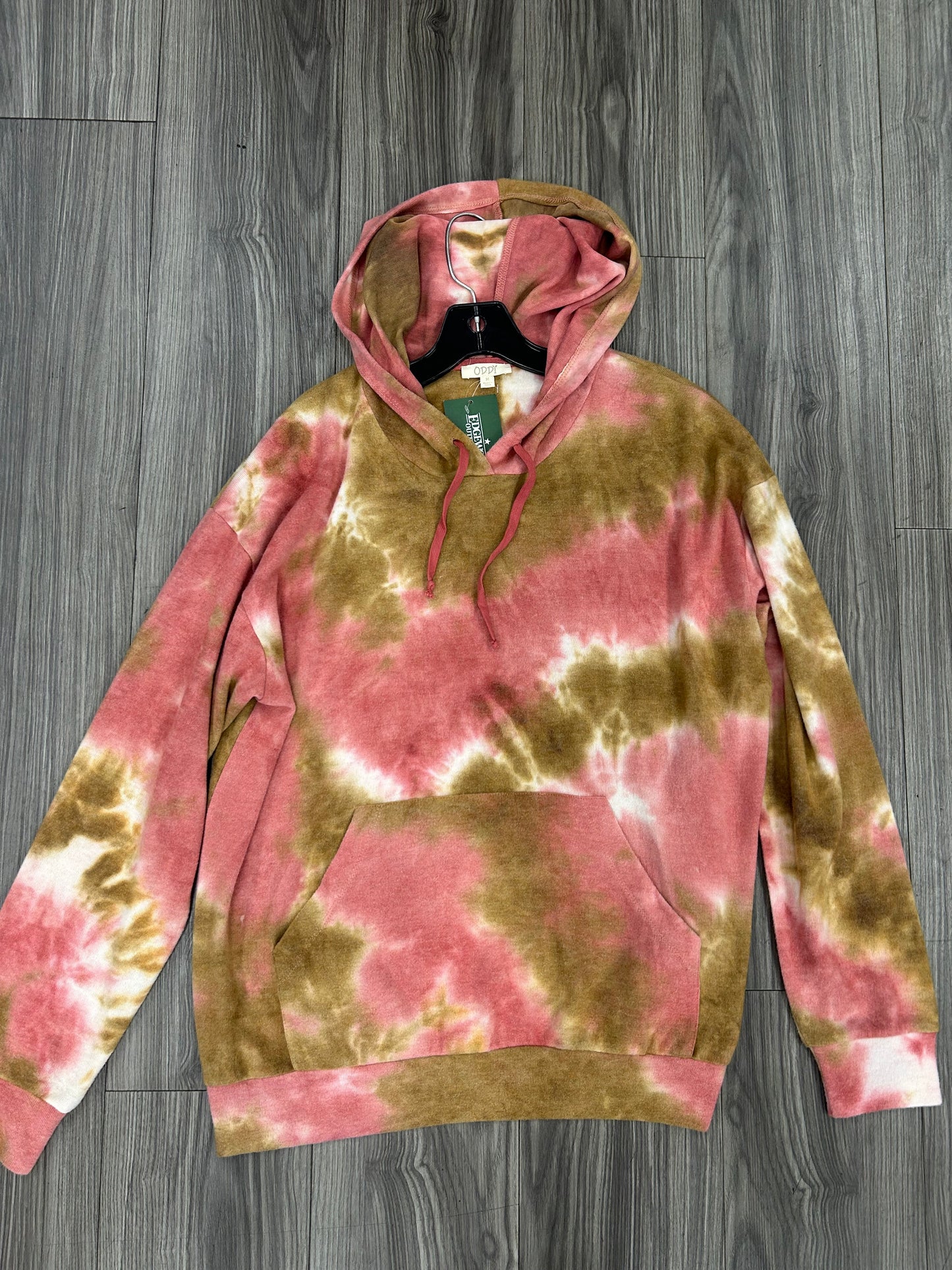 Sweatshirt Hoodie By Oddi In Brown & Pink, Size: M