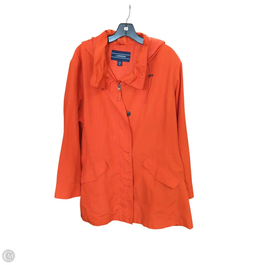Jacket Windbreaker By Lands End In Orange, Size: 2x