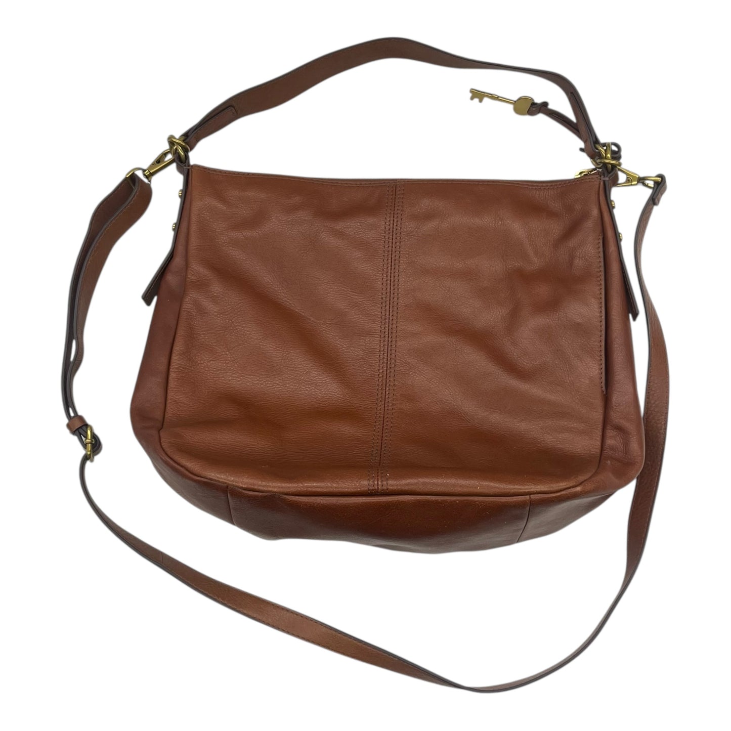 Handbag Leather By Fossil In Brown, Size:Medium