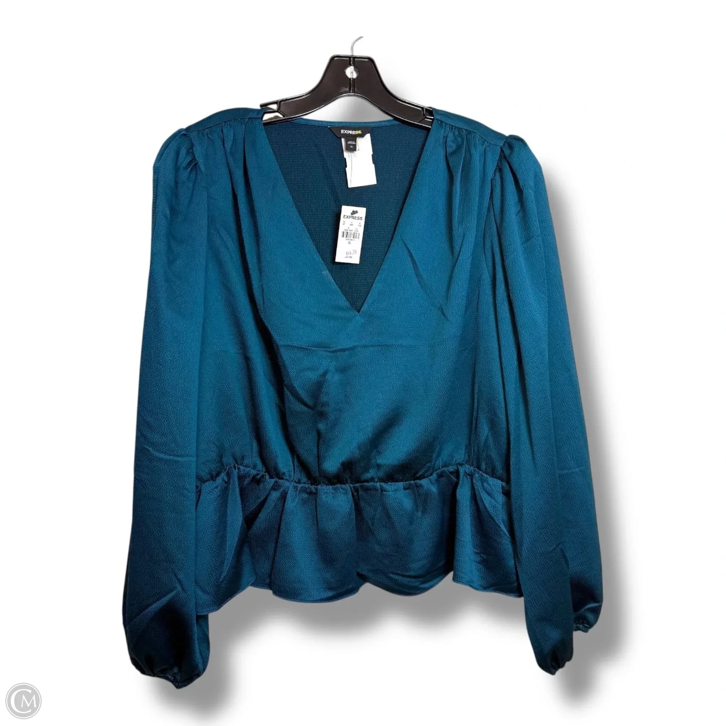 Top Long Sleeve By Express In Teal, Size: Xl