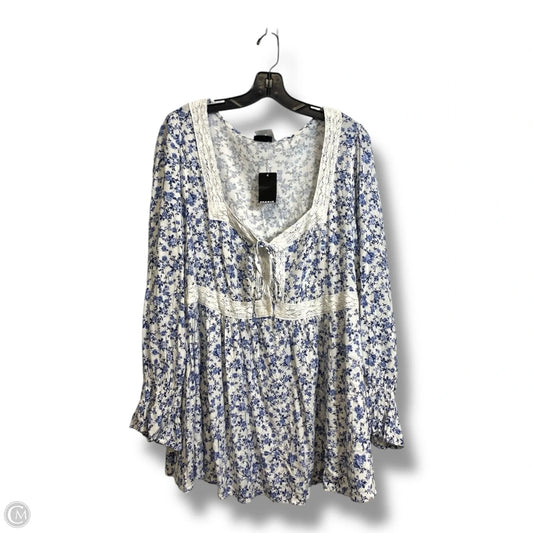 Top Long Sleeve By Torrid In Blue & White, Size: 3x