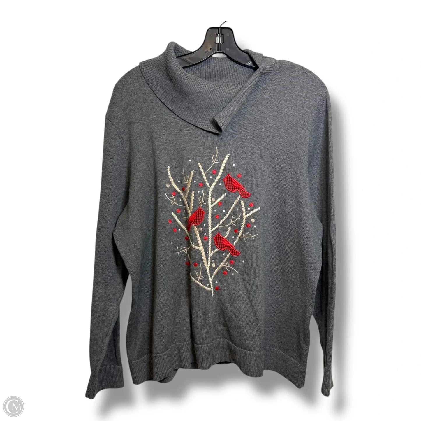 Holiday cardinal Top Long Sleeve Basic By Cmf In Grey, Size: Xl