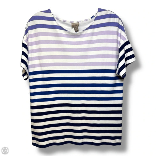 Top Short Sleeve Basic By Chicos In Striped Pattern, Size: L