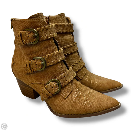 Boots Ankle Heels By Coconuts In Tan, Size: 7