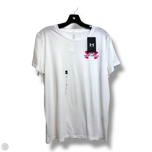 Athletic Top Short Sleeve By Under Armour In White, Size: L