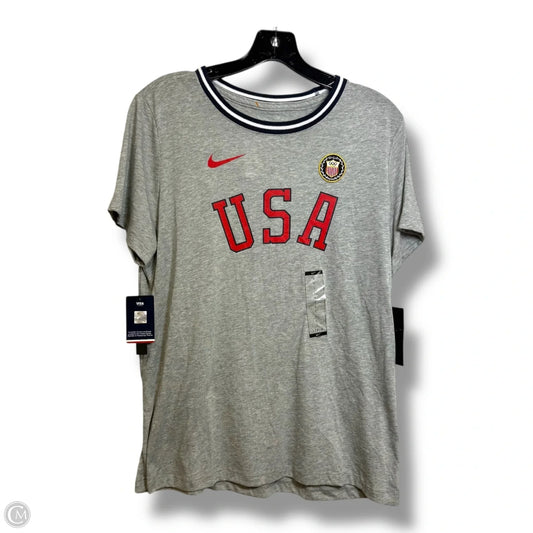USA Top Short Sleeve Basic By Nike Apparel In Grey, Size: L