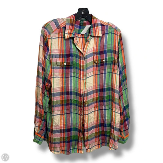 Top Long Sleeve By Ralph Lauren In Plaid Pattern, Size: L