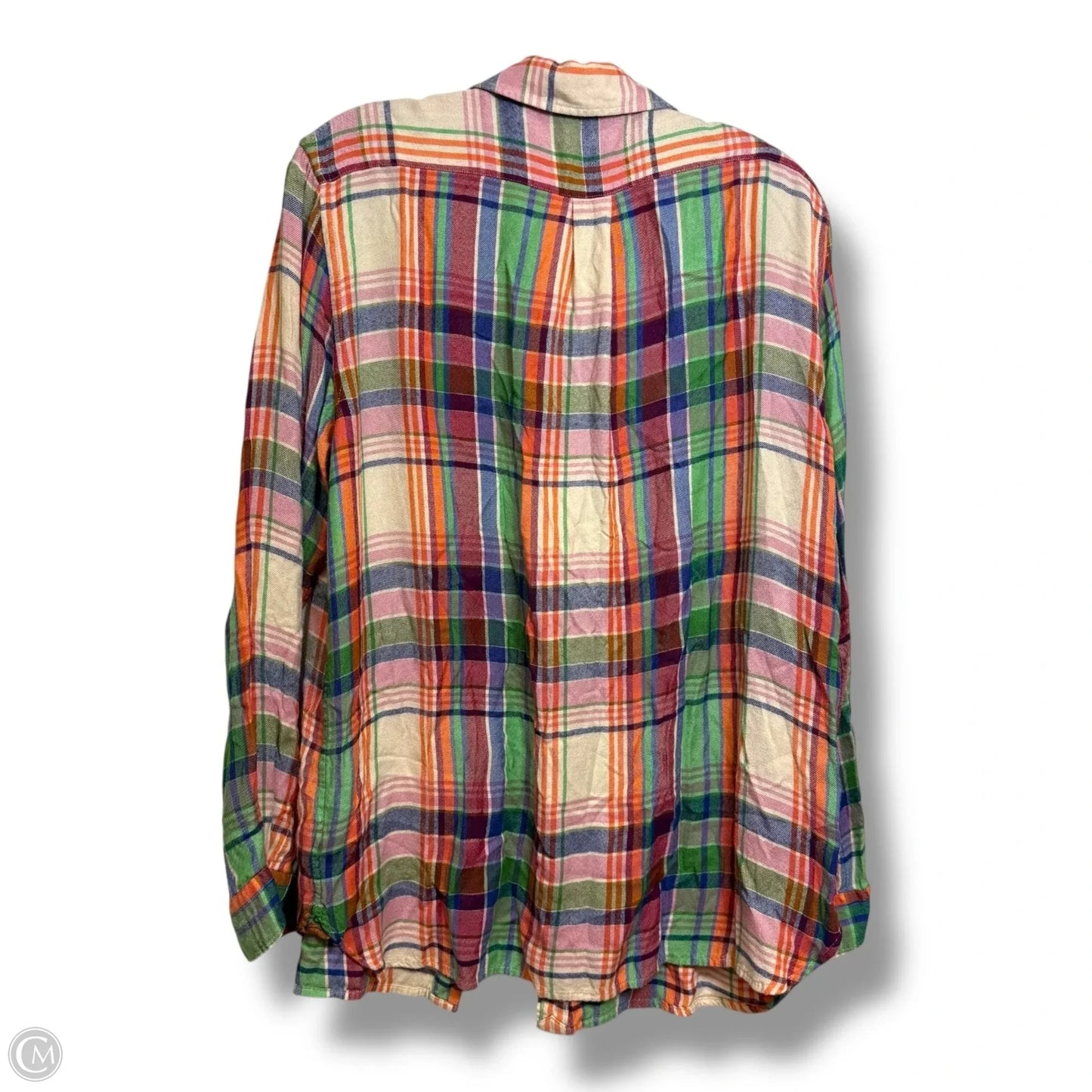 Top Long Sleeve By Ralph Lauren In Plaid Pattern, Size: L