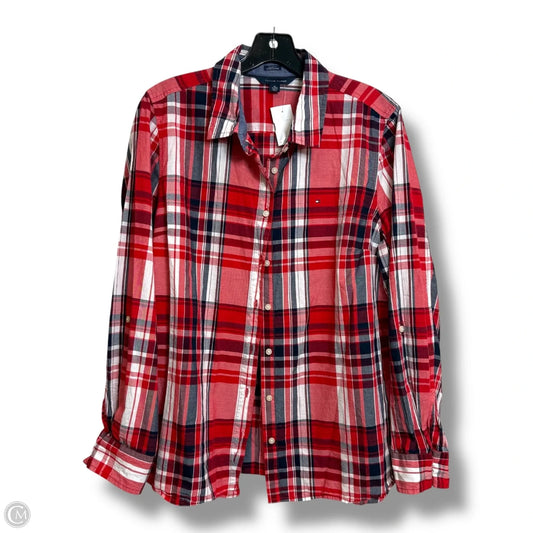 Top Long Sleeve By Tommy Hilfiger In Plaid Pattern, Size: Xl