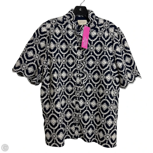 DALHIA SHIRT Top Short Sleeve By Sezane In Navy, Size: Xl