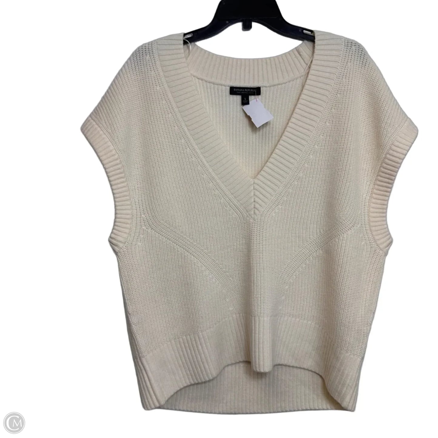Wool Vest Sweater By Banana Republic In Cream, Size: S