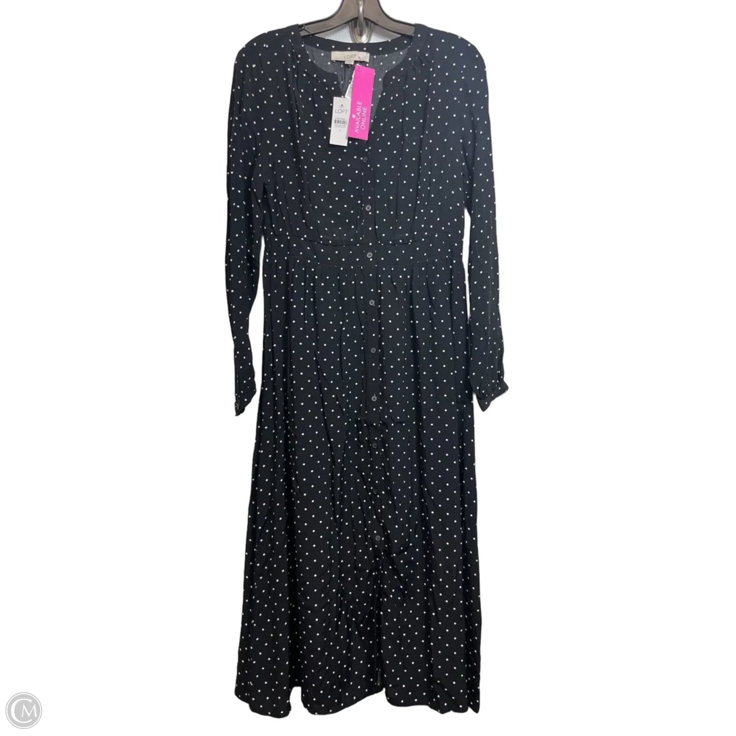 Dress Casual Midi By Loft In Polkadot Pattern, Size: 4